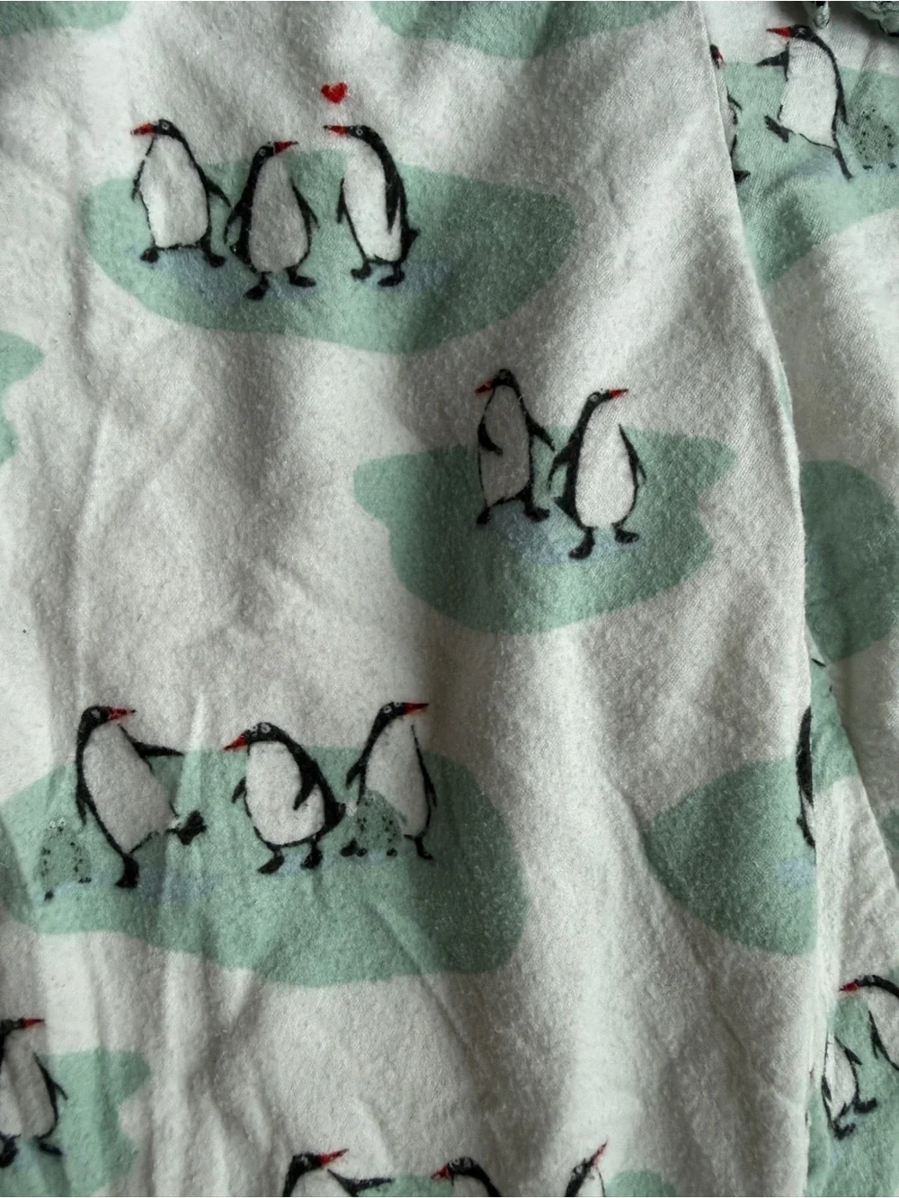 Munki Munki  Flannel Pajama White Blue Penguin Button Up Long Sleeve
